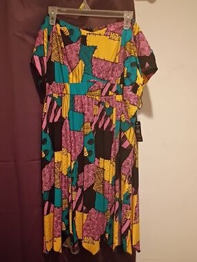 torrid Colorblock Patchwork Midi Dress in Yellow, Teal & Pink